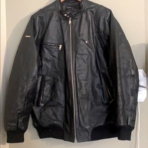 RocaWear genuine leather mens bomber jacket L